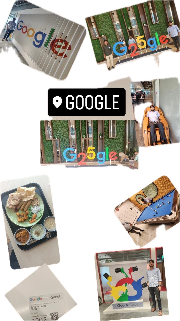 Anshumaan Singh at Google Cloud GCP campus, Bangalore — on-site migration project visit